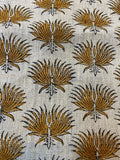 Pearl Hand Block Printed Linen Fabric Mustard Black Beige Linen Fabric