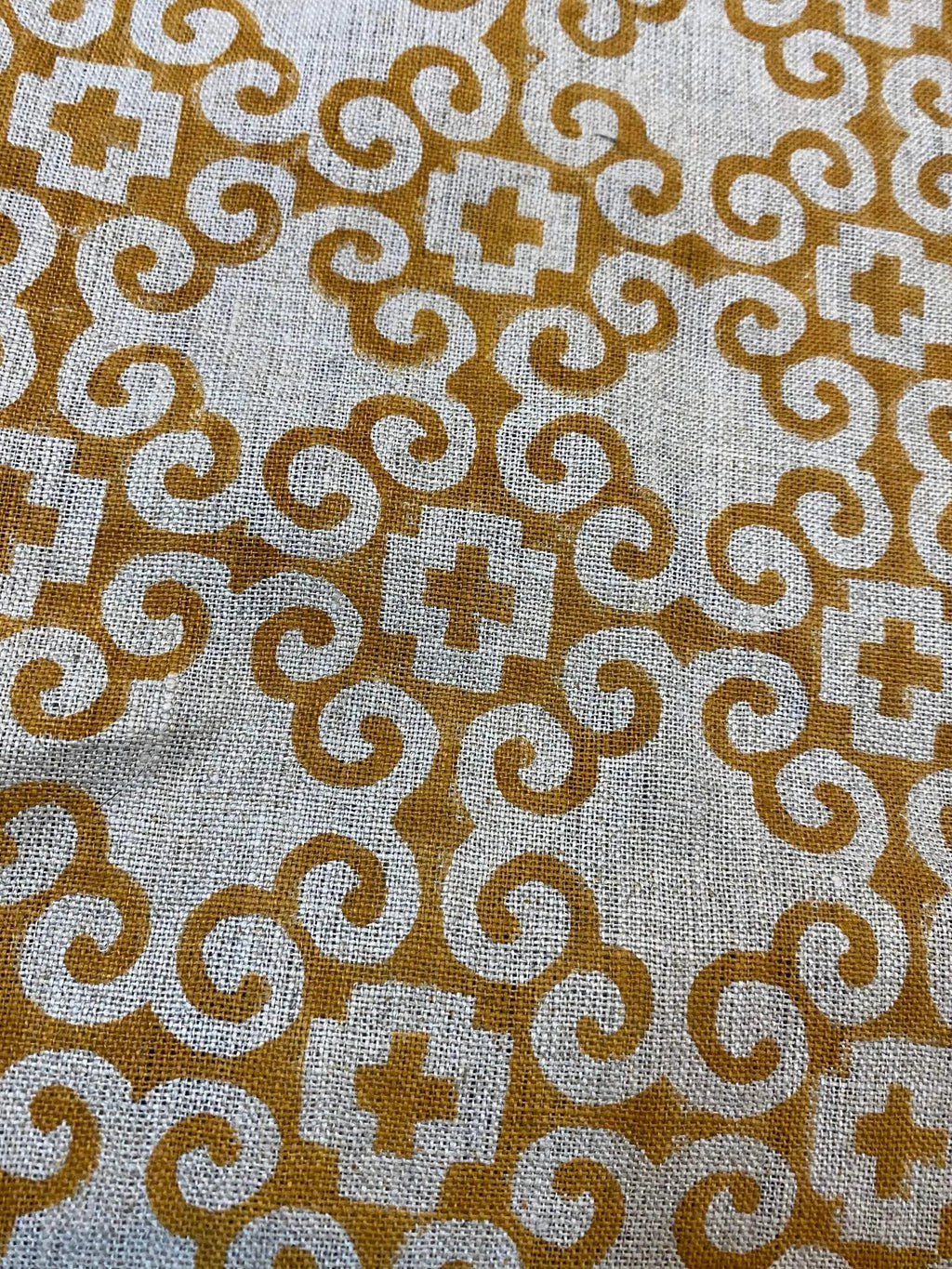 Alma Hand Block Print Linen Linen Fabric