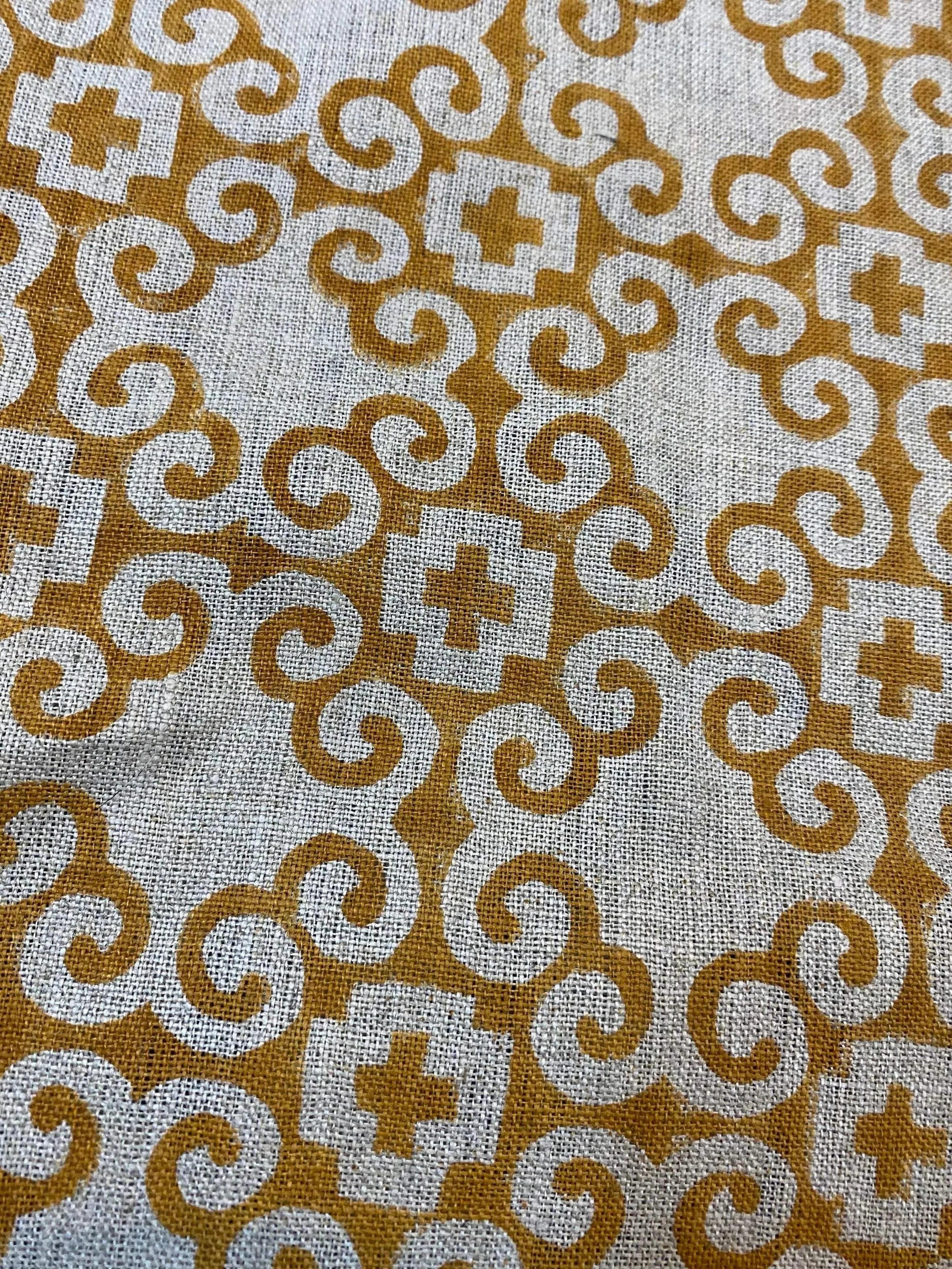 Alma Hand Block Print Linen Linen Fabric