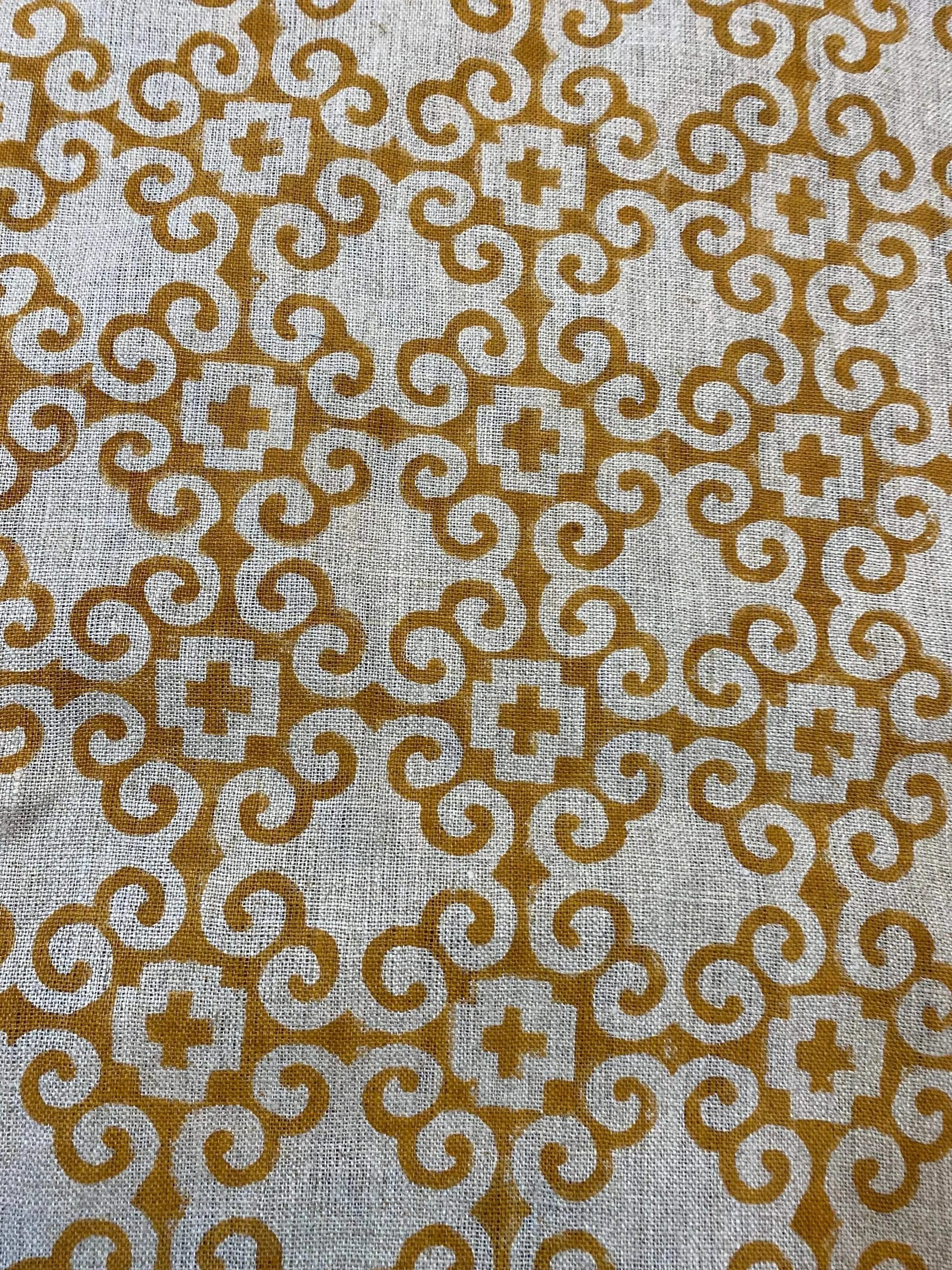 Alma Hand Block Print Linen Linen Fabric