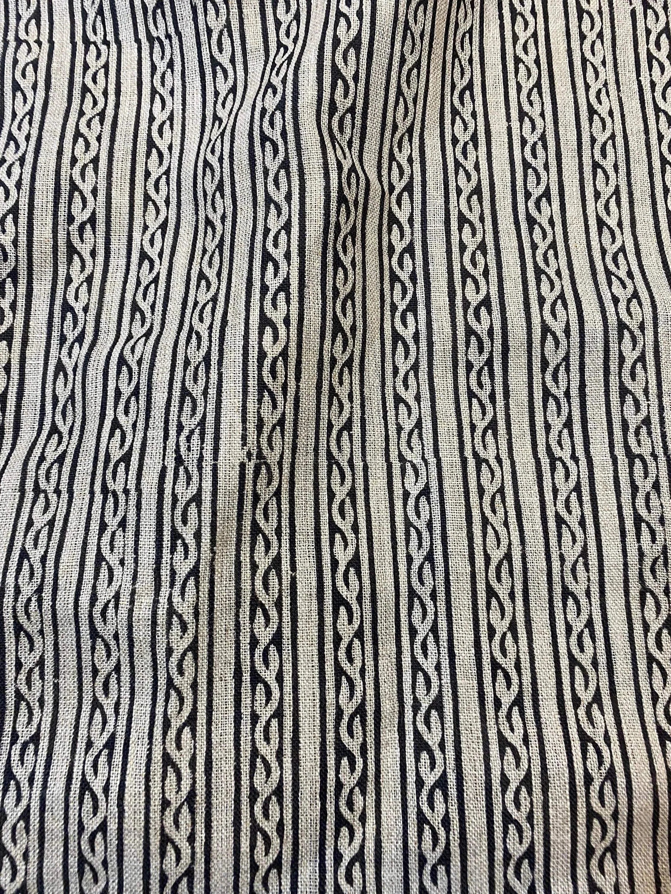 Gwen Hand Block Printed Upholstery Linen Fabric Linen Fabric