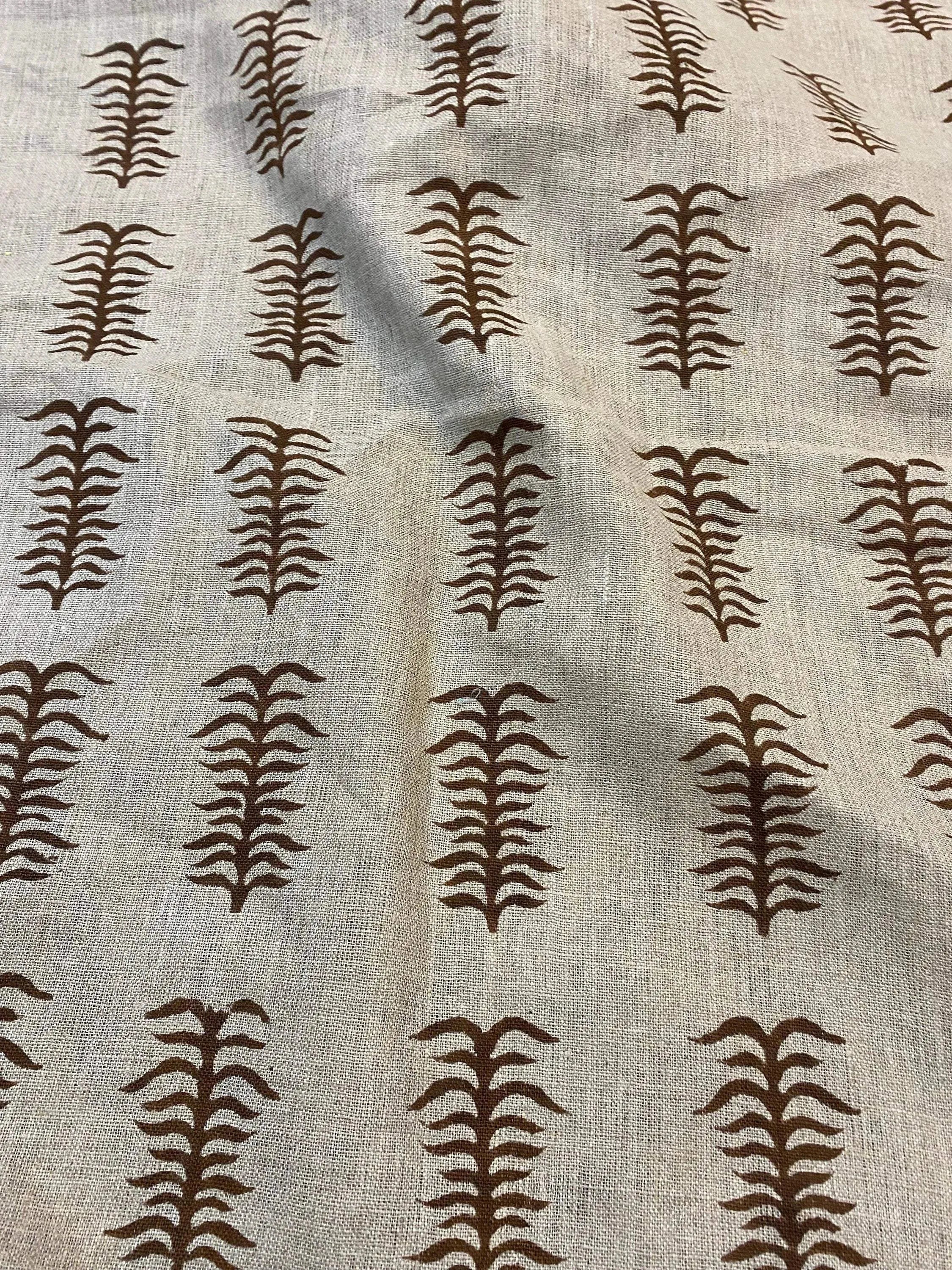 Staples Block Print Linen Designer Fabric for Upholstery, Curtains and more Linen Fabric