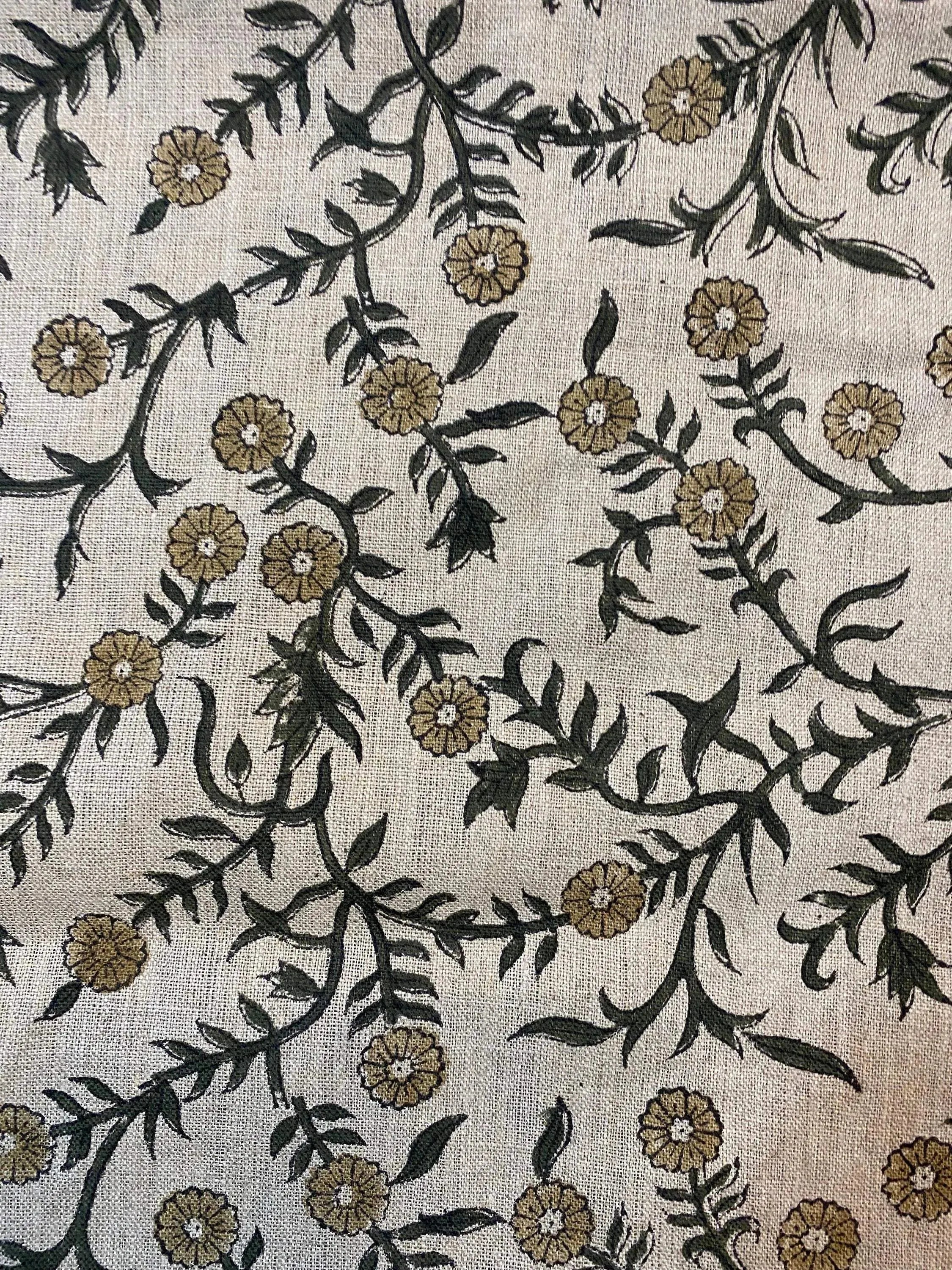 Louis Block Print Upholstery Linen Fabric Linen Fabric