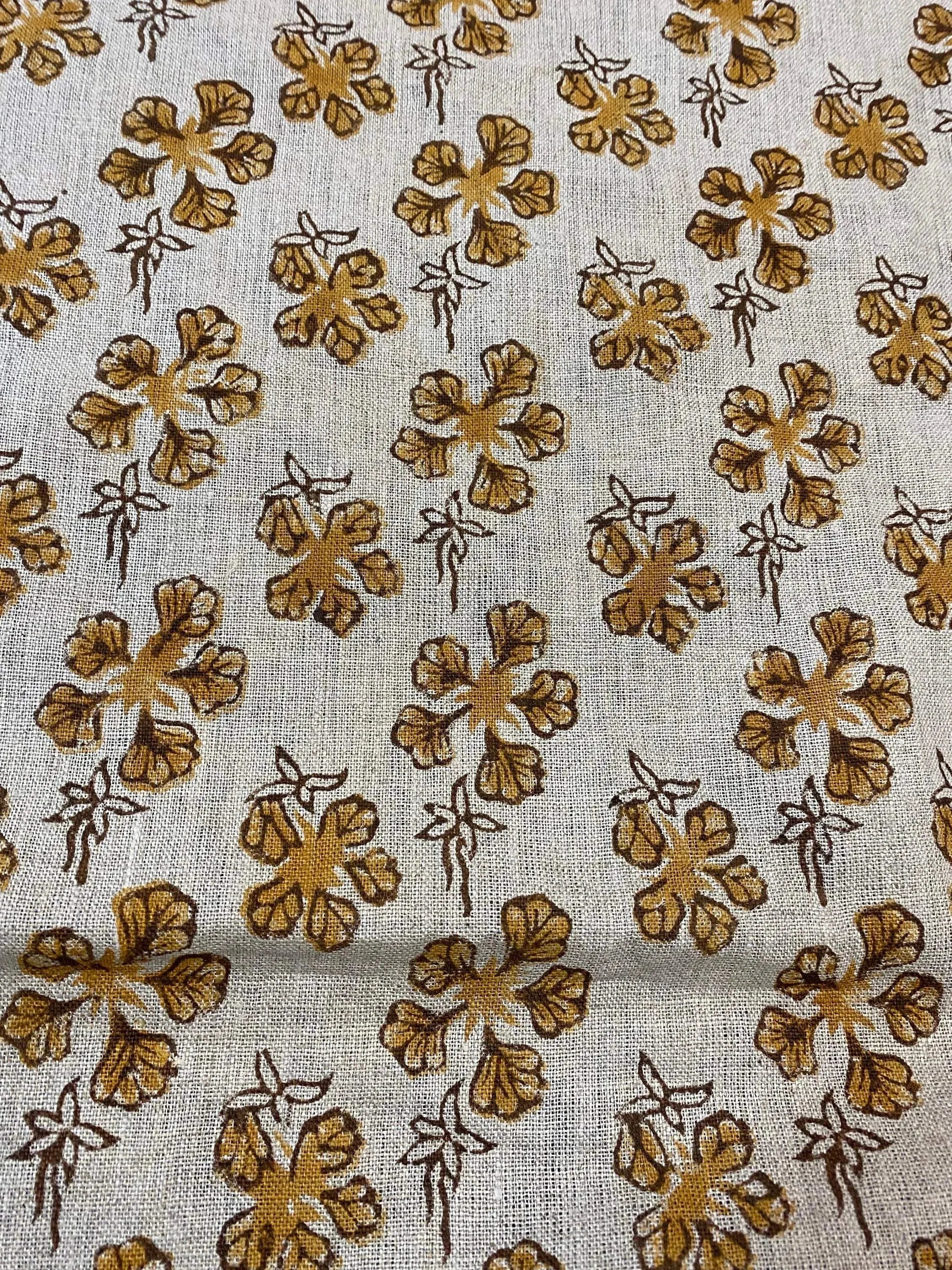 Amaris Hand Block Printed Linen Linen Fabric