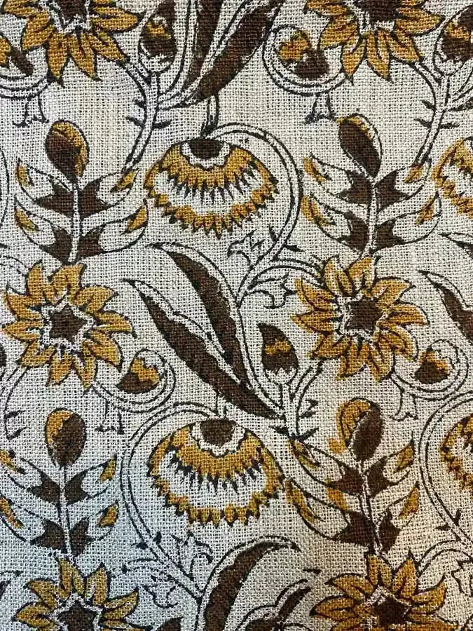 Isis Block Print Linen Linen Fabric