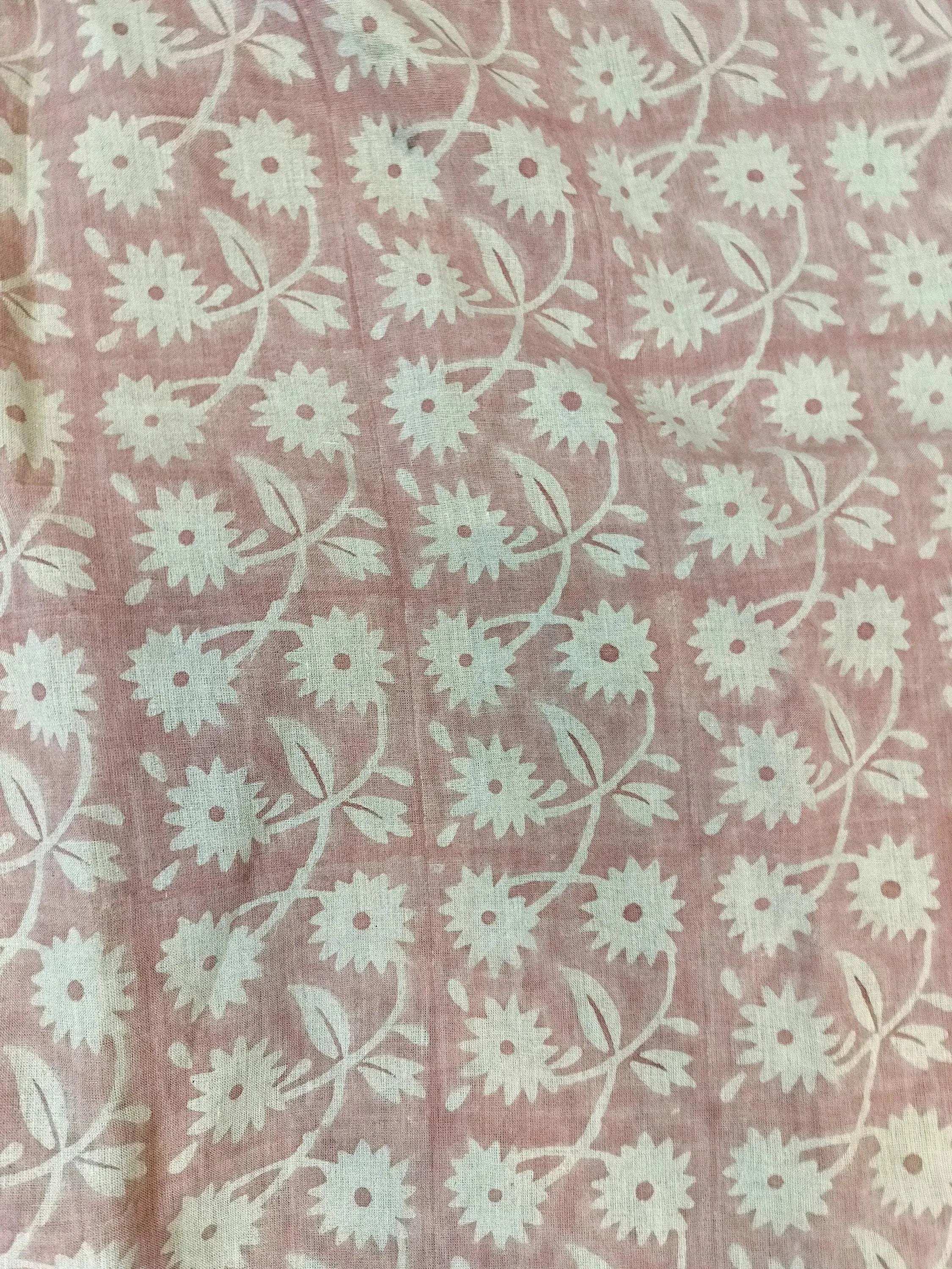 Hayley Hand Block Printed Linen Blush Pink Linen Fabric