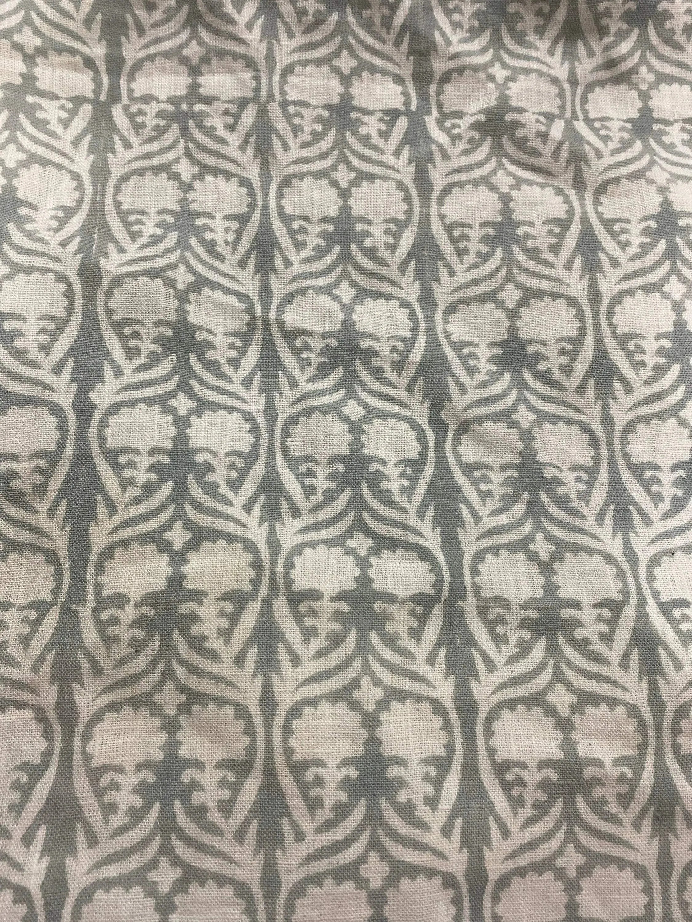 Henderson Floral Block Printed Linen Fabric Linen Fabric