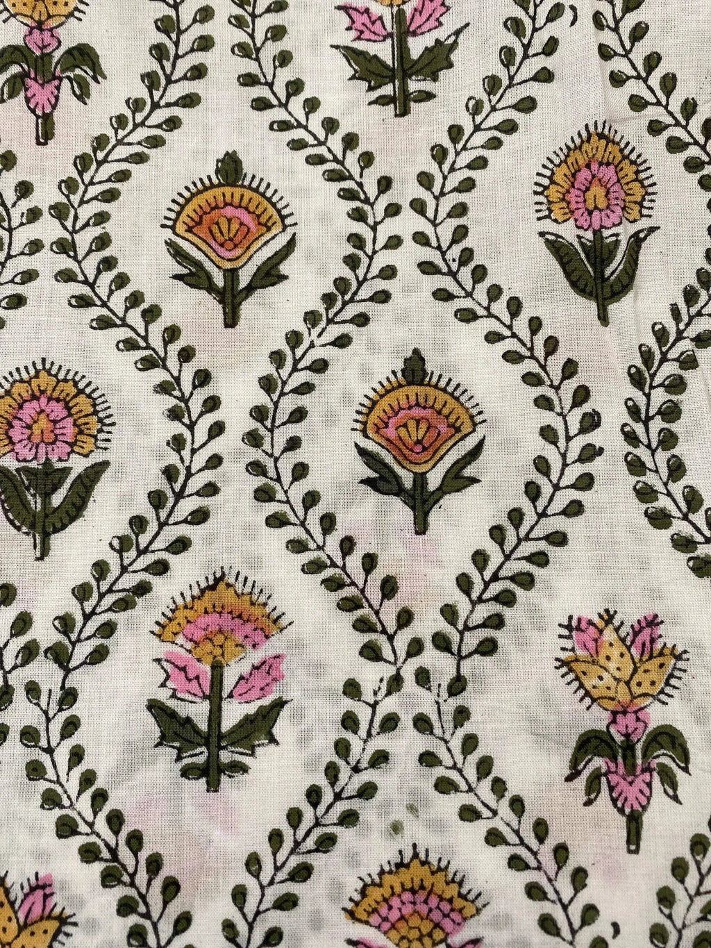 Seraphina Hand Block Printed Cotton Fabric Yard Pink Cotton Fabric