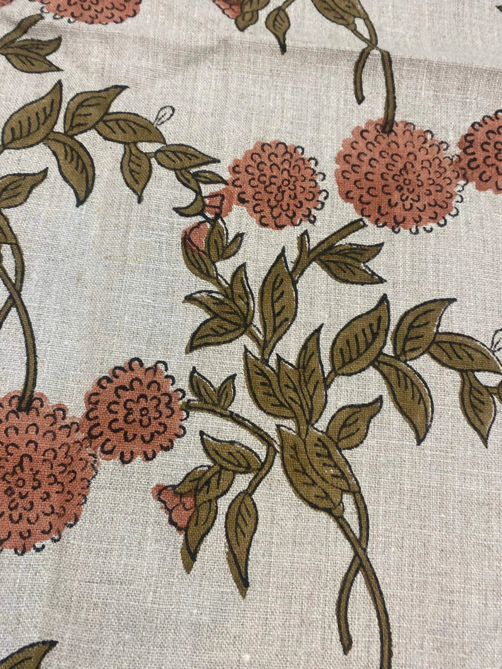 Lily Hand Printed Linen Fabric Linen Fabric