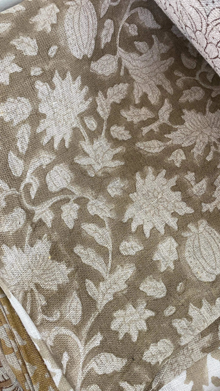 58" inches Wide Block Print Handloom Linen Fabric Upholstery Fabric, Pillow Cover Fabric, Curtains ,Craft Use Fabric, Home Decor fabric, - Maple Village Lane