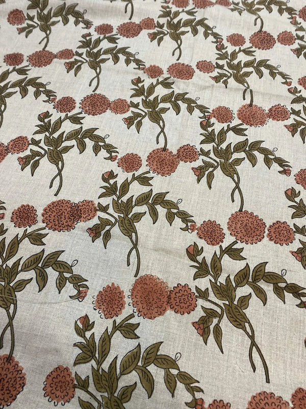 Lily Hand Printed Linen Fabric