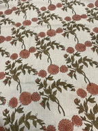 Lily Hand Printed Linen Fabric Light Brown Linen Fabric