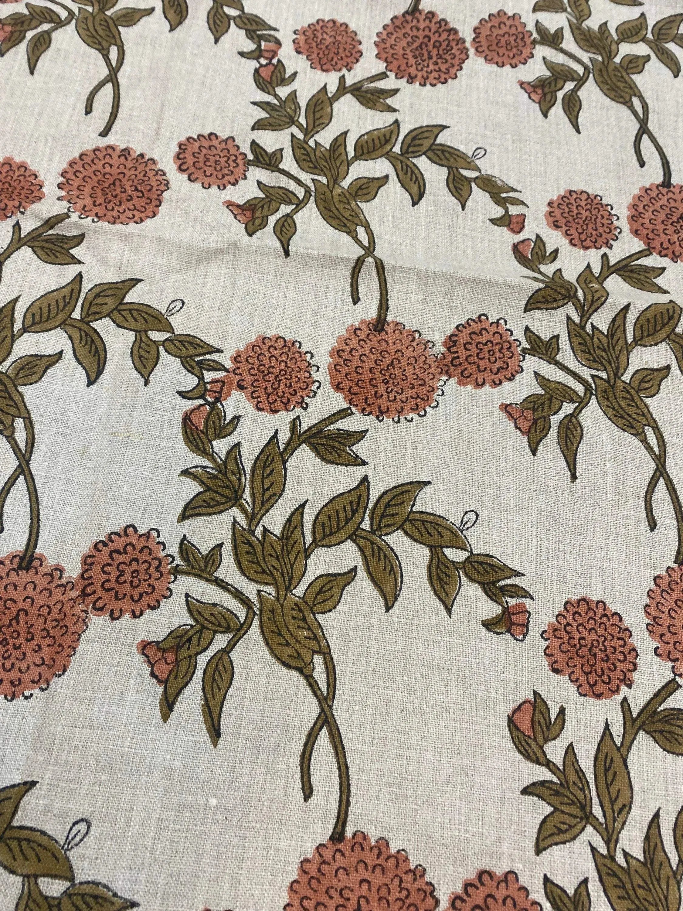 Lily Hand Printed Linen Fabric Linen Fabric