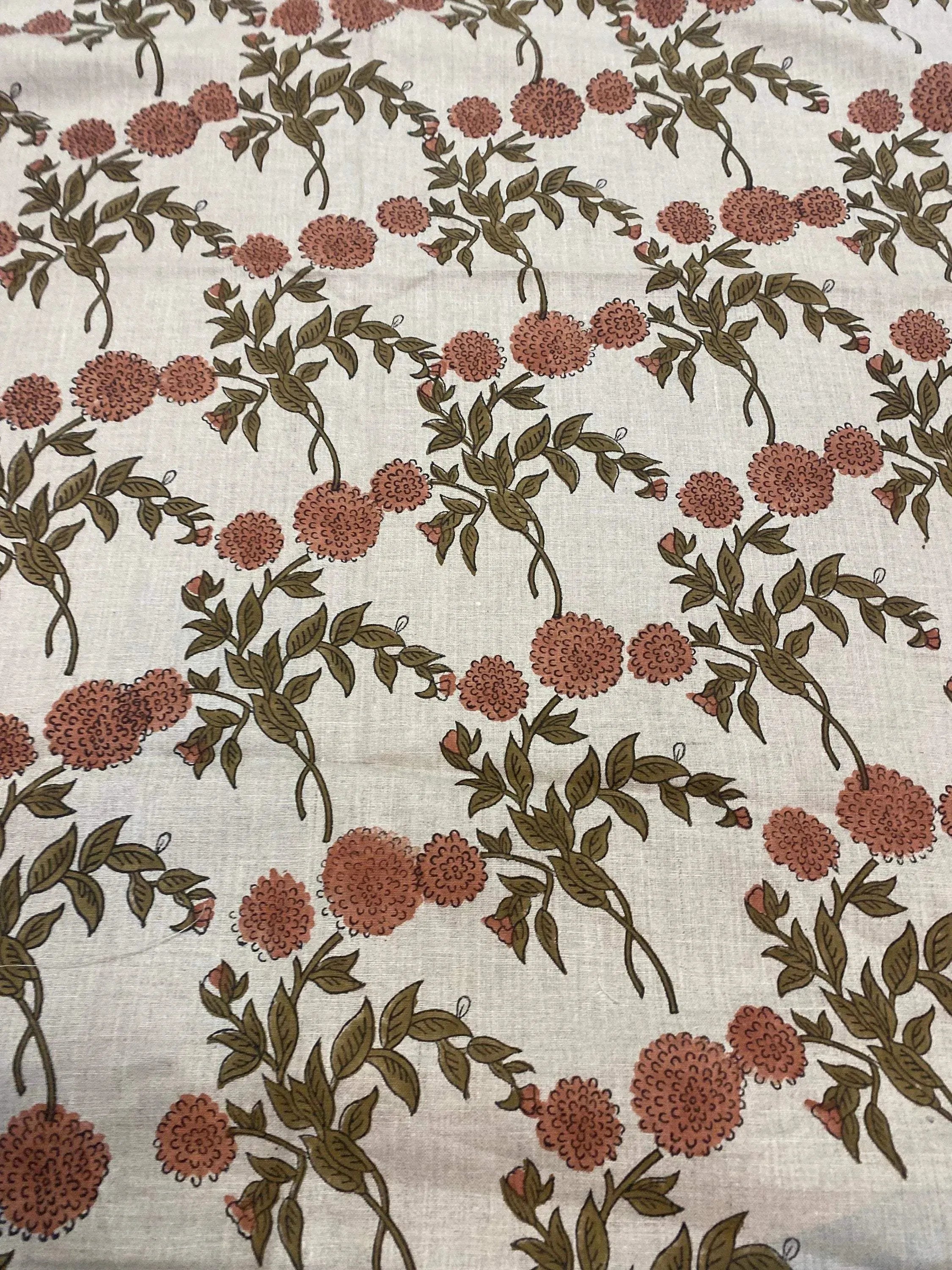 Lily Hand Printed Linen Fabric Linen Fabric