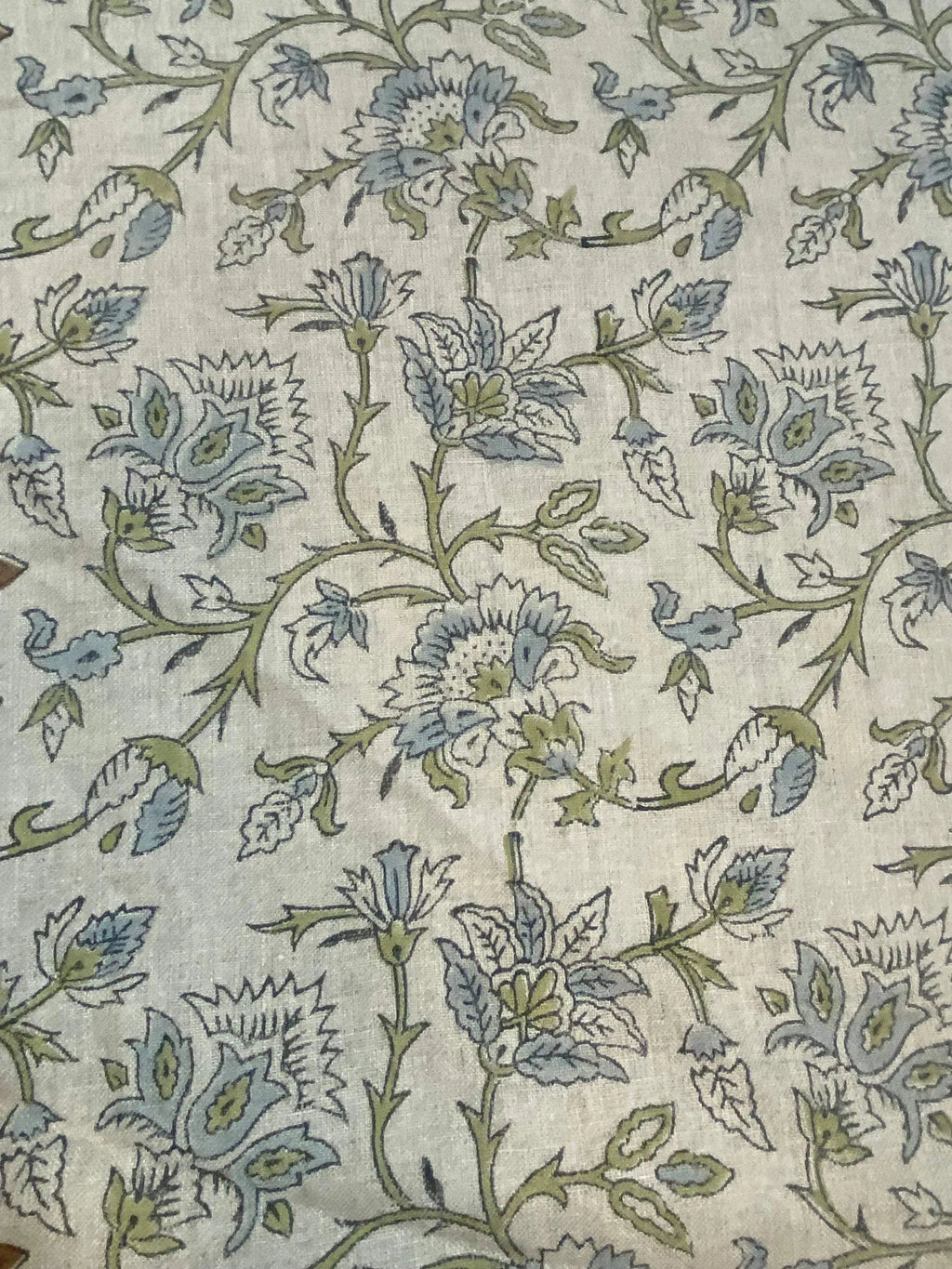Elisa Block Print Upholstery Linen Fabric Linen Fabric