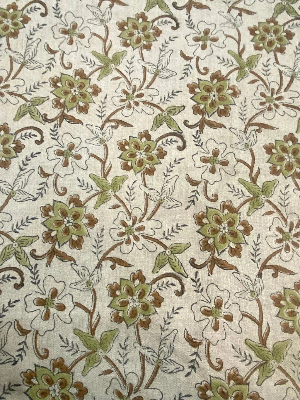 Holly Block Print Linen Fabric Linen Fabric