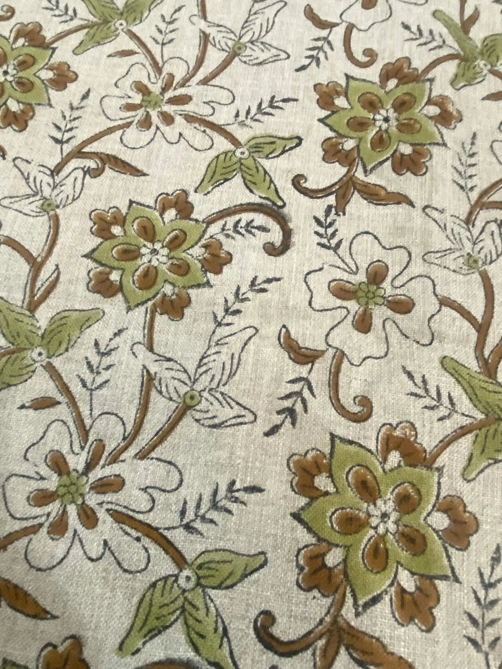 Holly Block Print Linen Fabric Linen Fabric