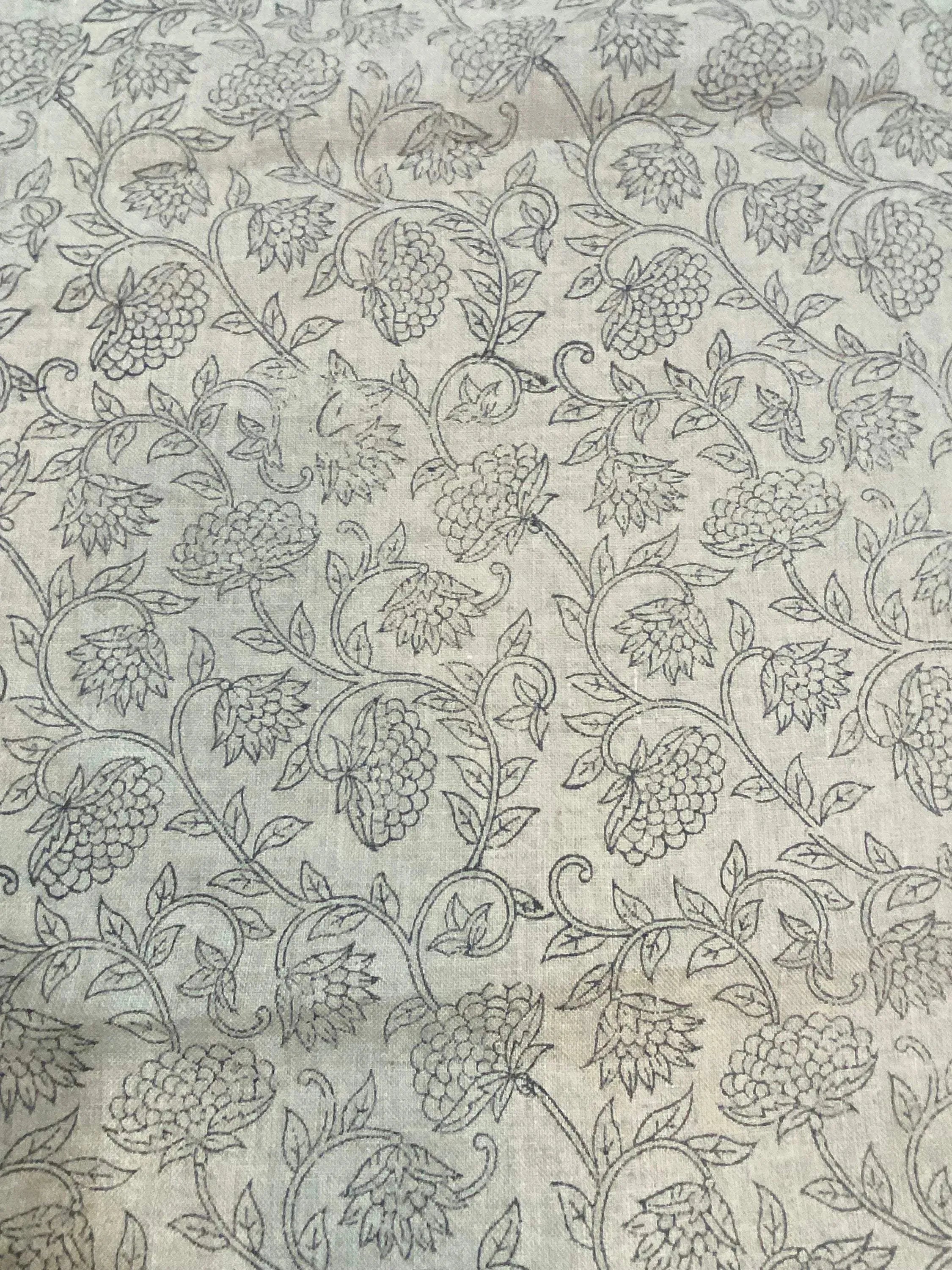 Fiora Block Printed Linen Fabric Linen Fabric