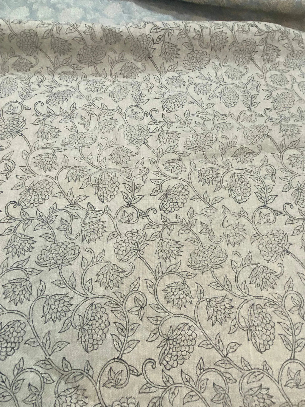 Fiora Block Printed Linen Fabric Linen Fabric