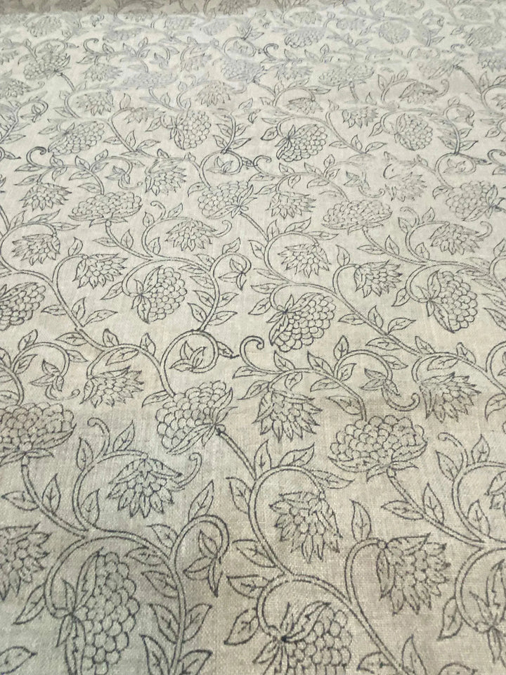 58" inches Hand Block Printed Linen Fabric , Home Decor Best Linen Fabric for decor, pillows ,upholstery, curtain - Maple Village Lane