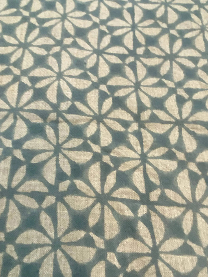 58" inches Hand Block Printed Linen Fabric , Home Decor Best Linen Fabric for decor, pillows ,upholstery, curtain - Maple Village Lane