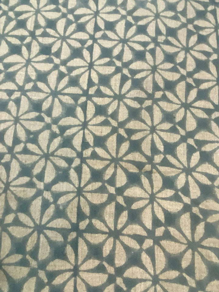 58" inches Hand Block Printed Linen Fabric , Home Decor Best Linen Fabric for decor, pillows ,upholstery, curtain - Maple Village Lane
