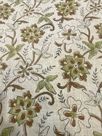 Holly Block Print Linen Fabric Linen Fabric