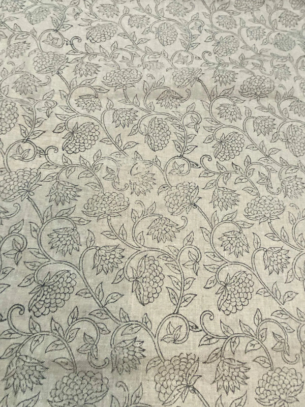 Fiora Block Printed Linen Fabric