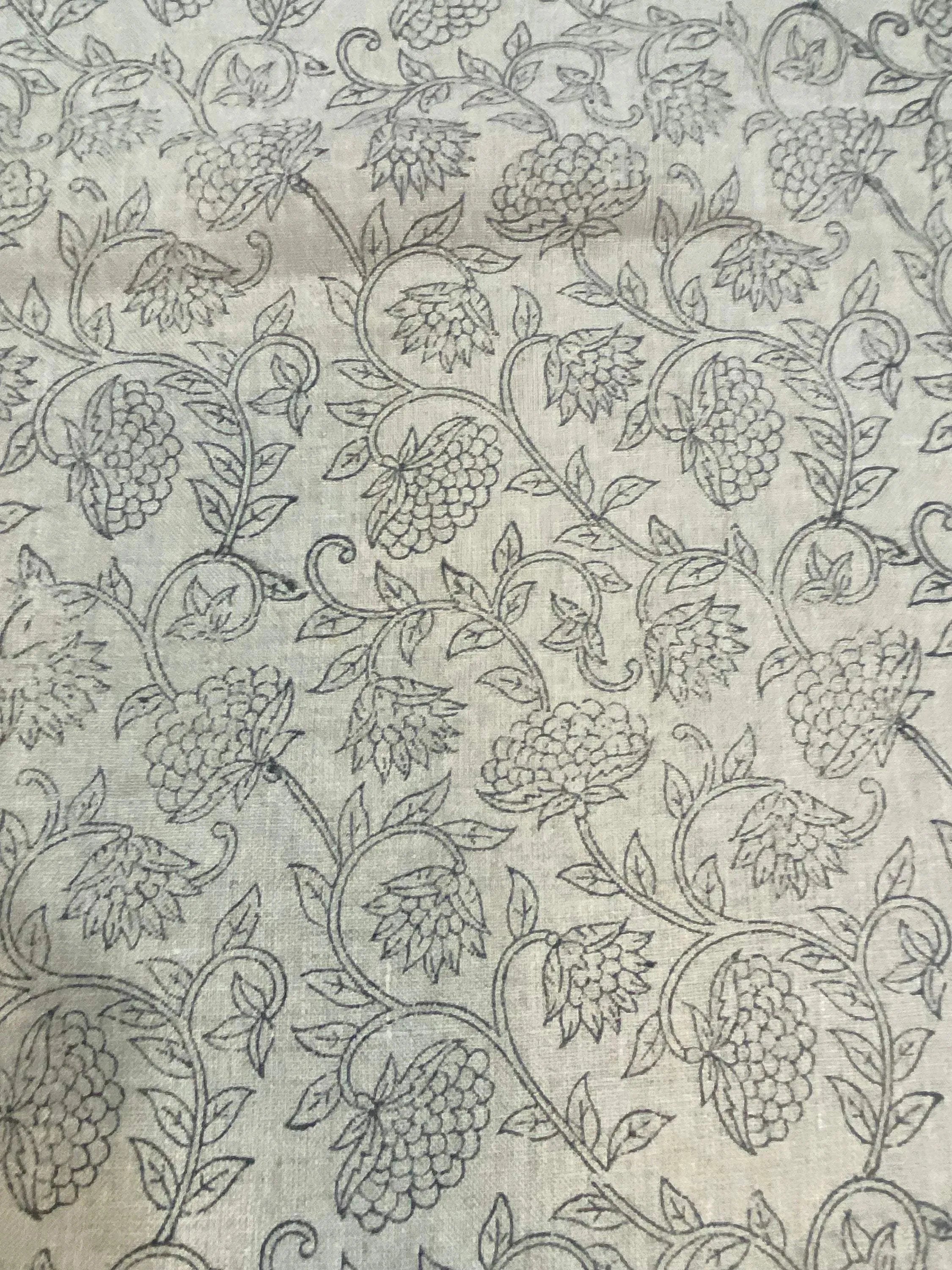 Fiora Block Printed Linen Fabric Linen Fabric