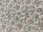 Cora Hand Block Printed Linen Blue Brown Black Outline Linen Fabric