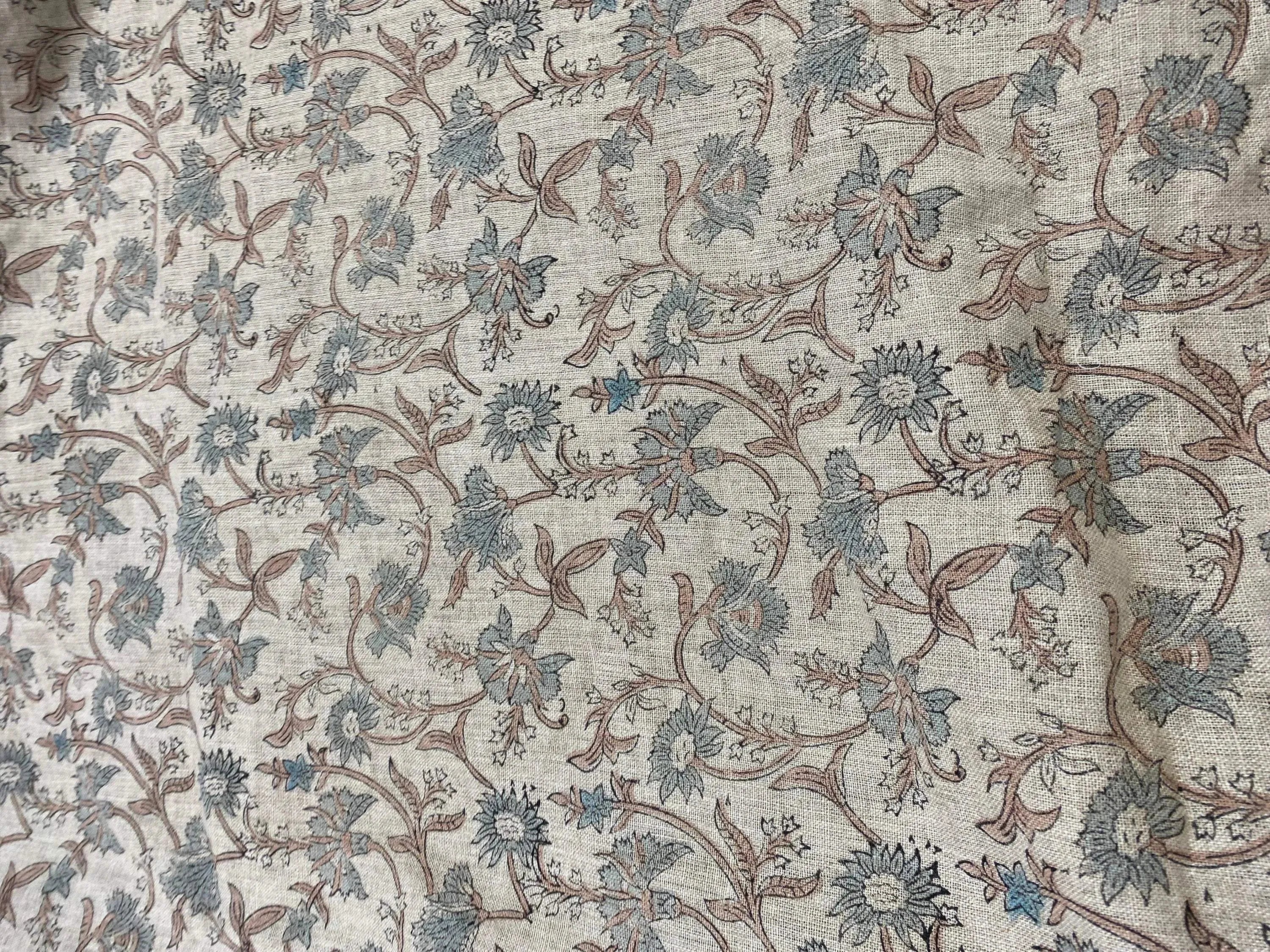 Cora Hand Block Printed Linen Linen Fabric