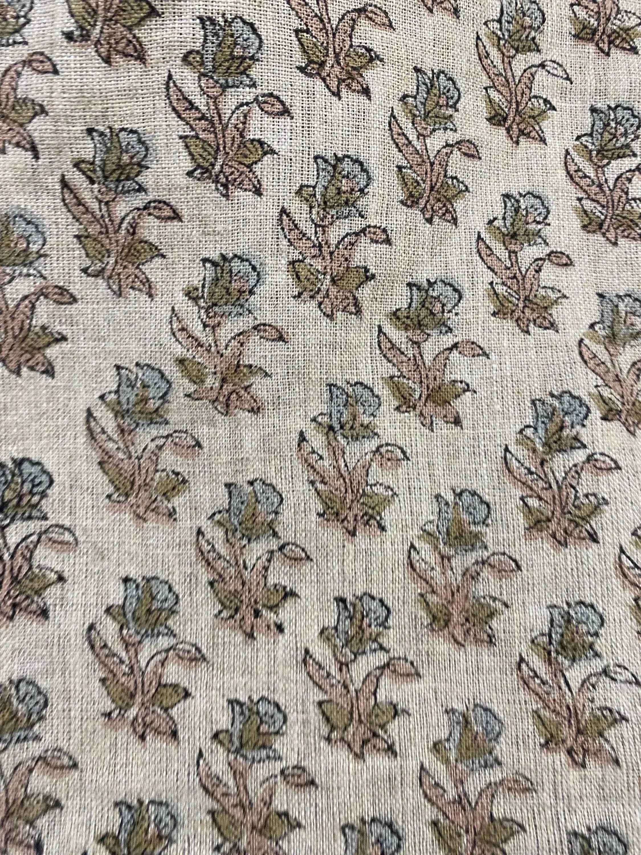 Petra Block Printed Linen Fabric Linen Fabric