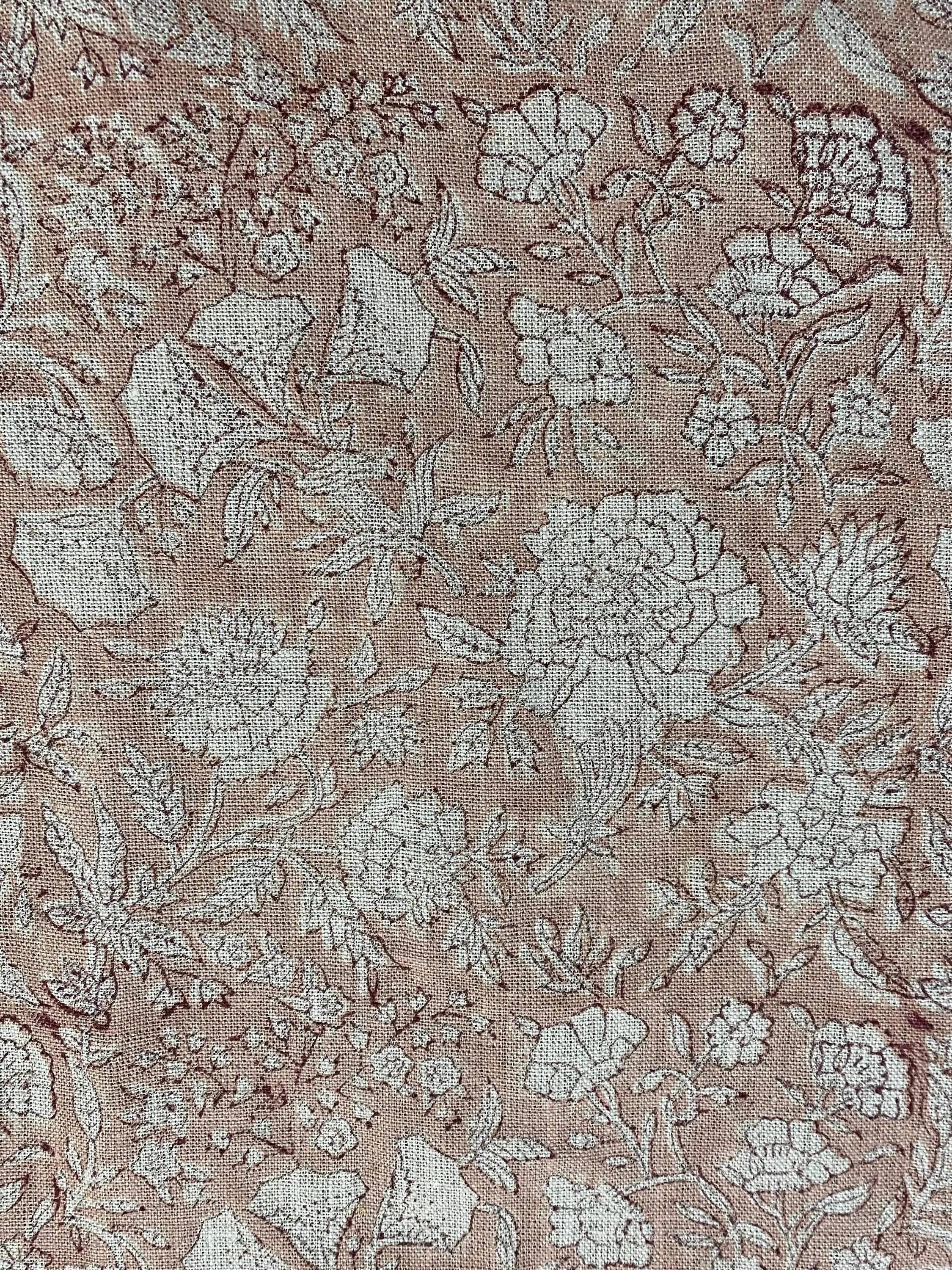 Vivian Hand Block Printed Linen Fabric Blush Pink Linen Fabric