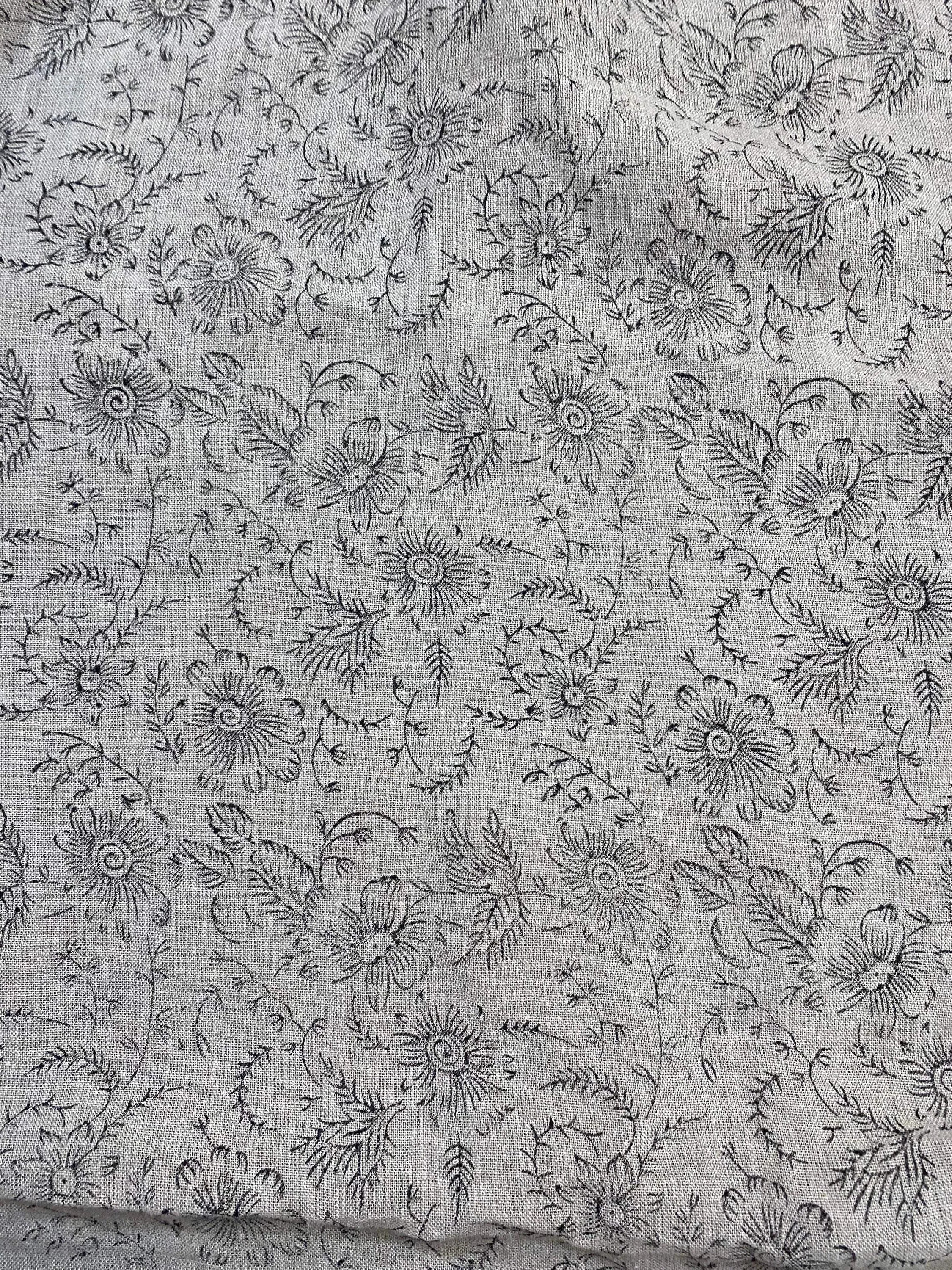 Rosa Block Print Linen Linen Fabric