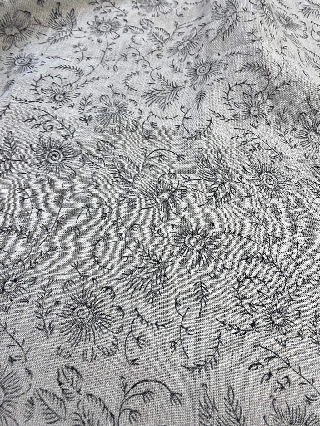 Rosa Block Print Linen Linen Fabric