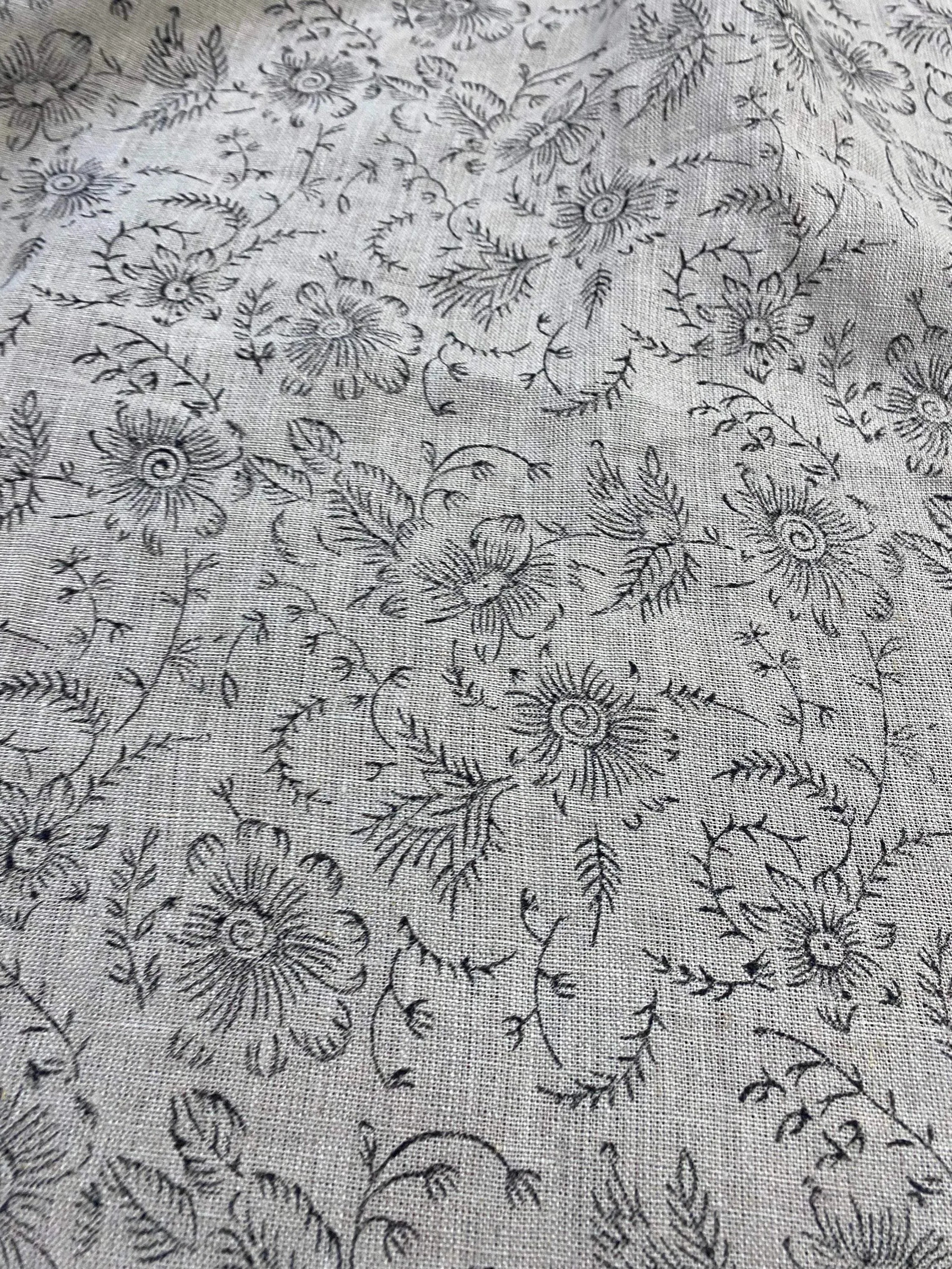 Rosa Block Print Linen Linen Fabric