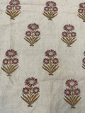 Zella Hand Block Linen Wine Red Linen Fabric