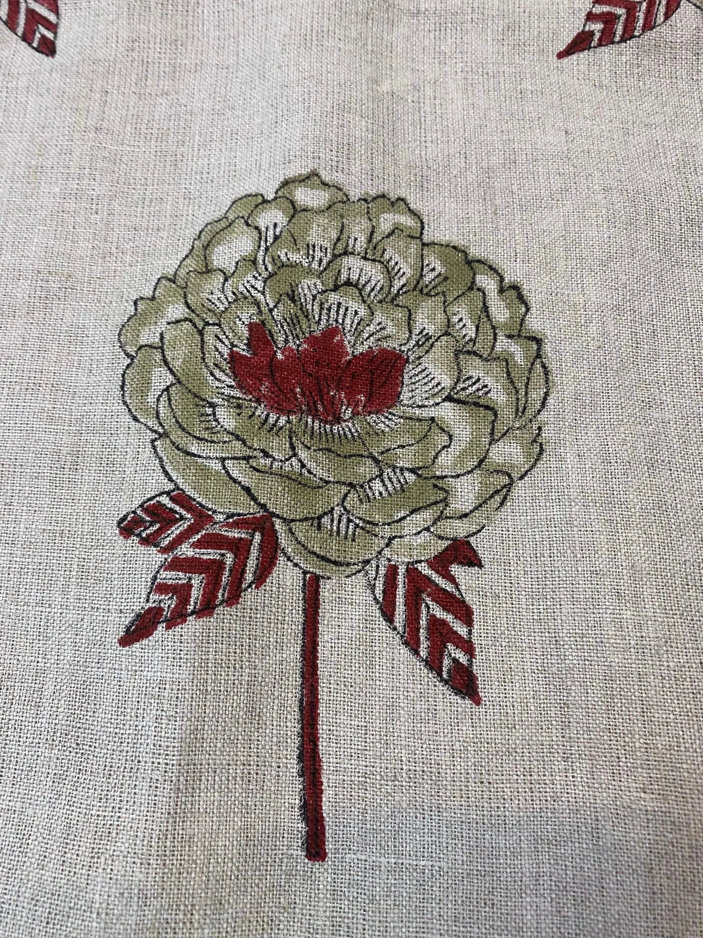 Ines Block Printed Linen Fabric Linen Fabric