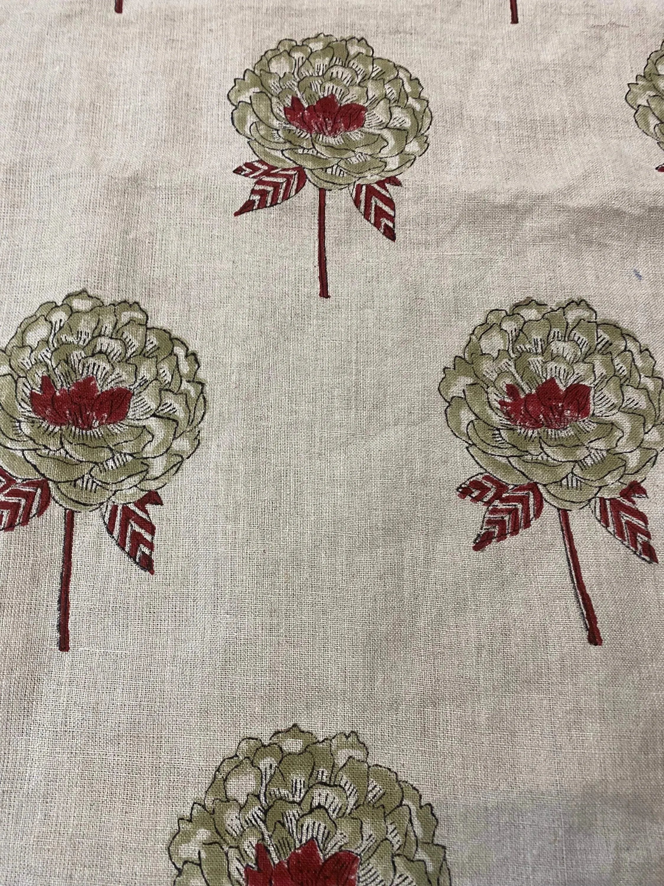 Ines Block Printed Linen Fabric Linen Fabric