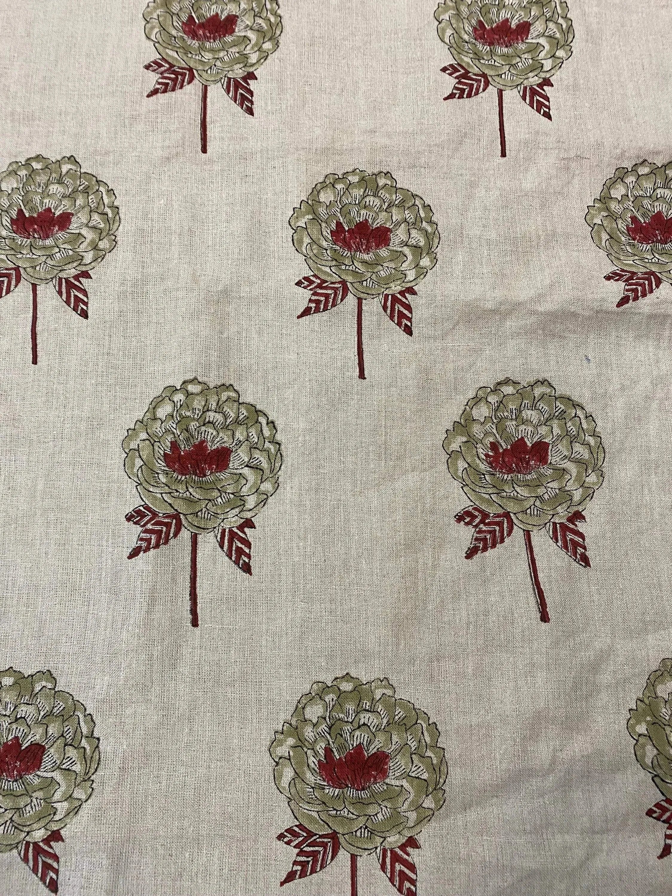 Ines Block Printed Linen Fabric Linen Fabric