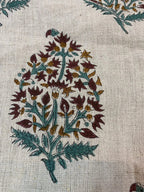 Brittany Hand Block Printed Linen by the Yard Linen Fabric