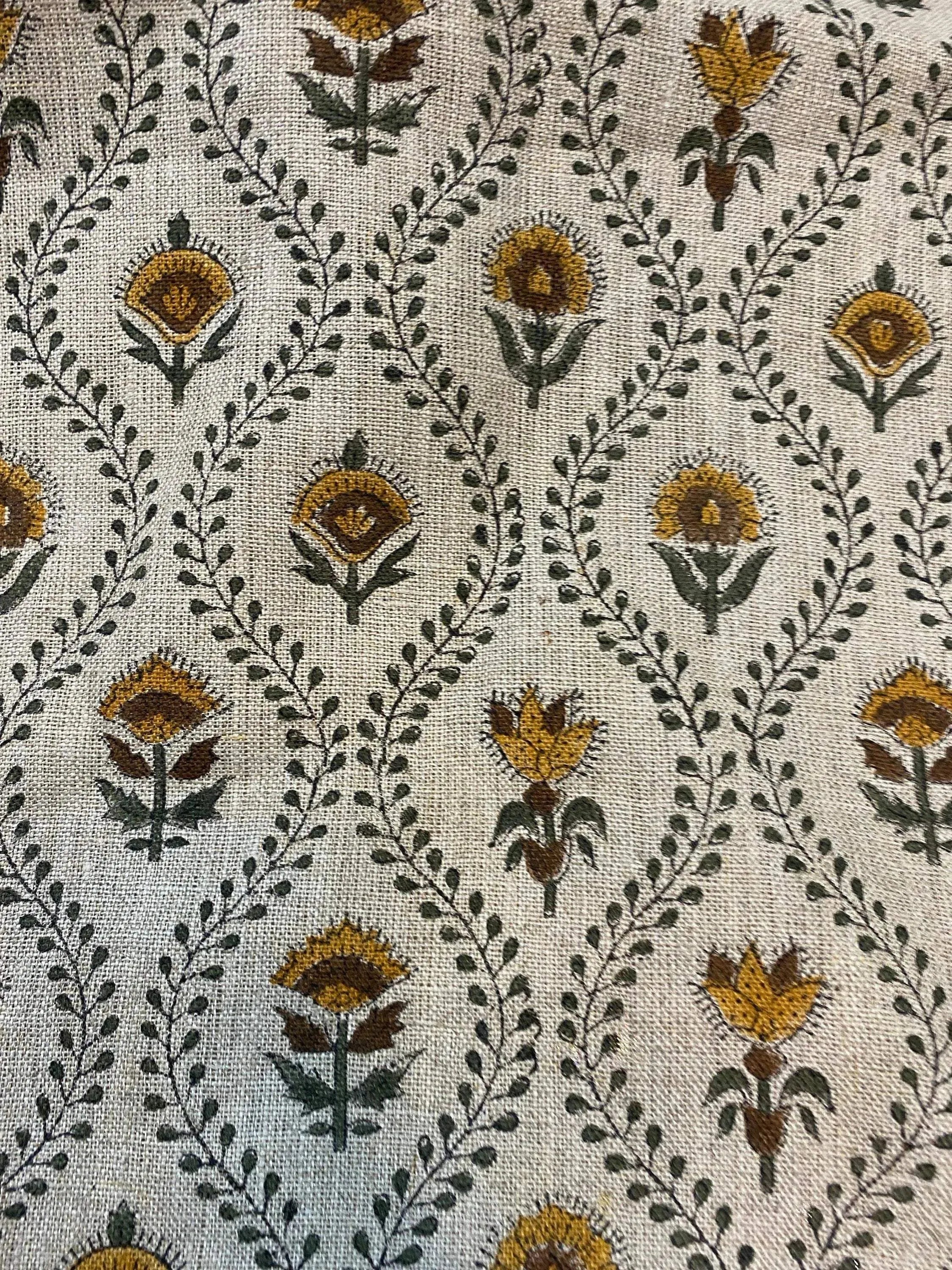 Esme Block Printed Linen Linen Fabric