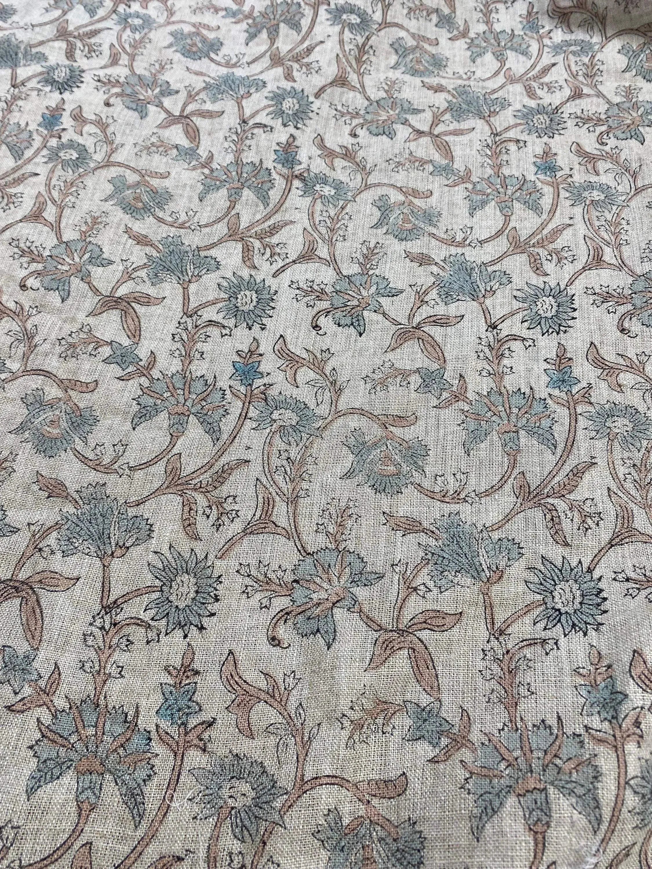 Cora Hand Block Printed Linen Linen Fabric