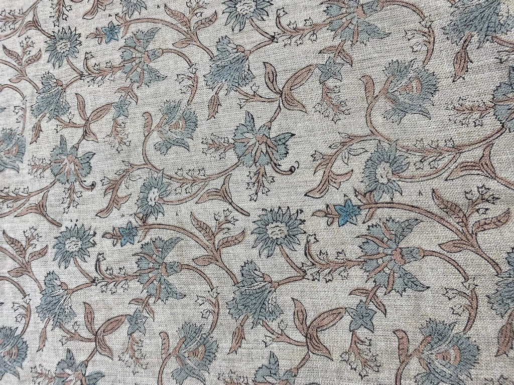 Cora Hand Block Printed Linen Linen Fabric