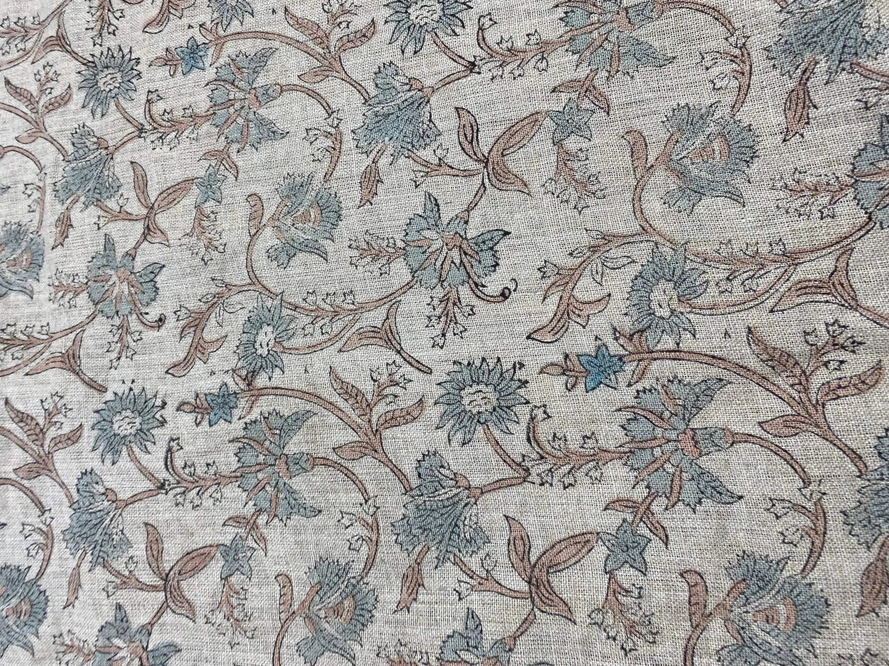 Cora Hand Block Printed Linen Linen Fabric
