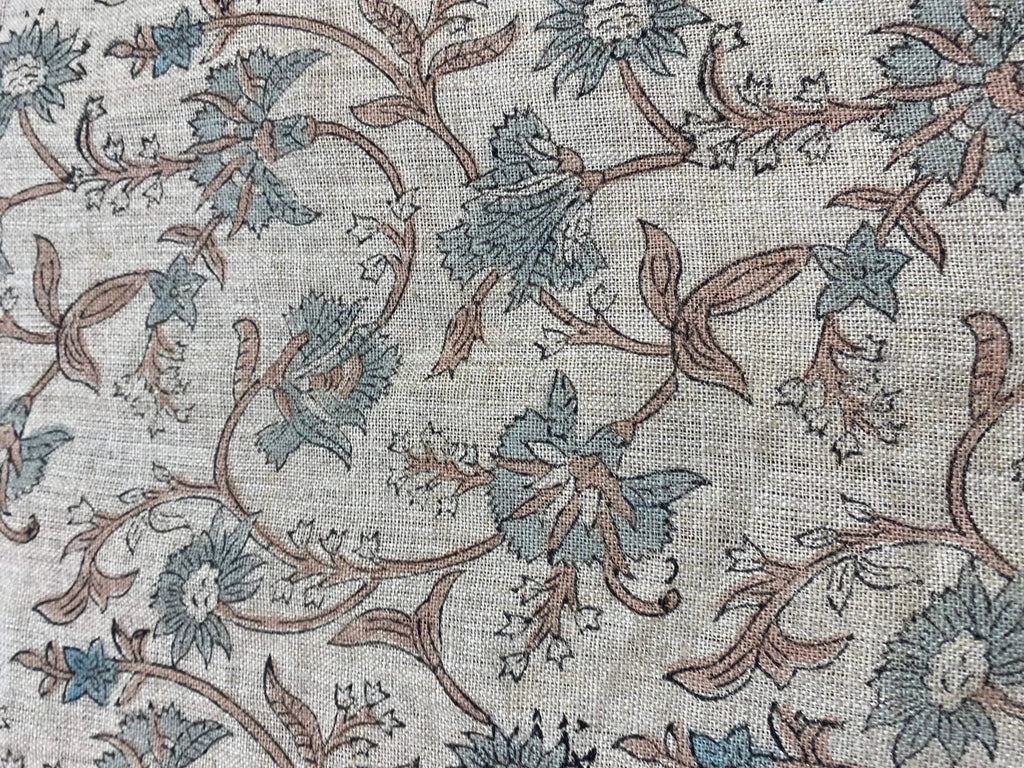 Cora Hand Block Printed Linen Linen Fabric