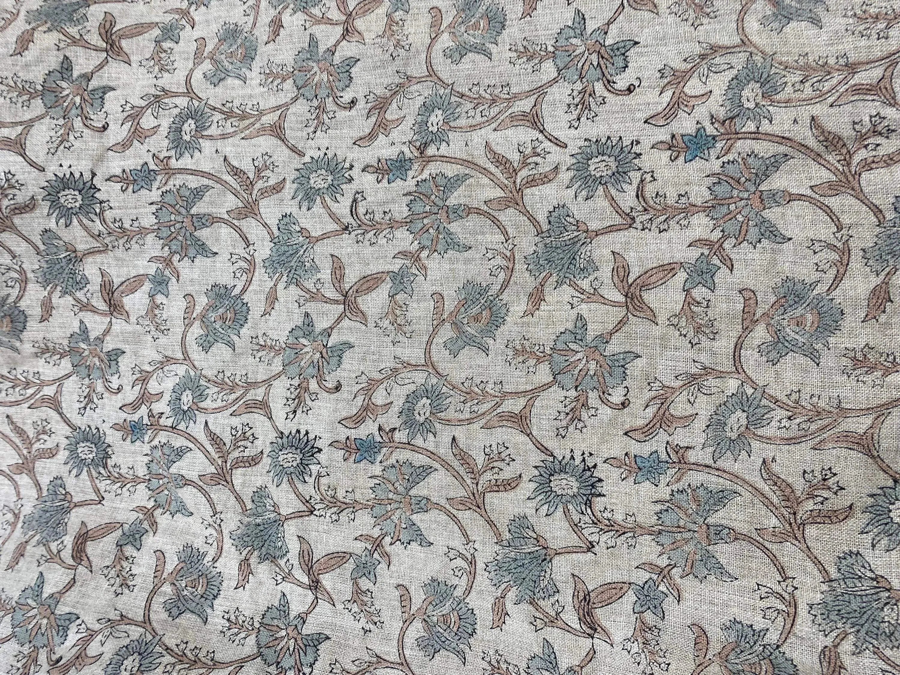 Cora Hand Block Printed Linen Linen Fabric