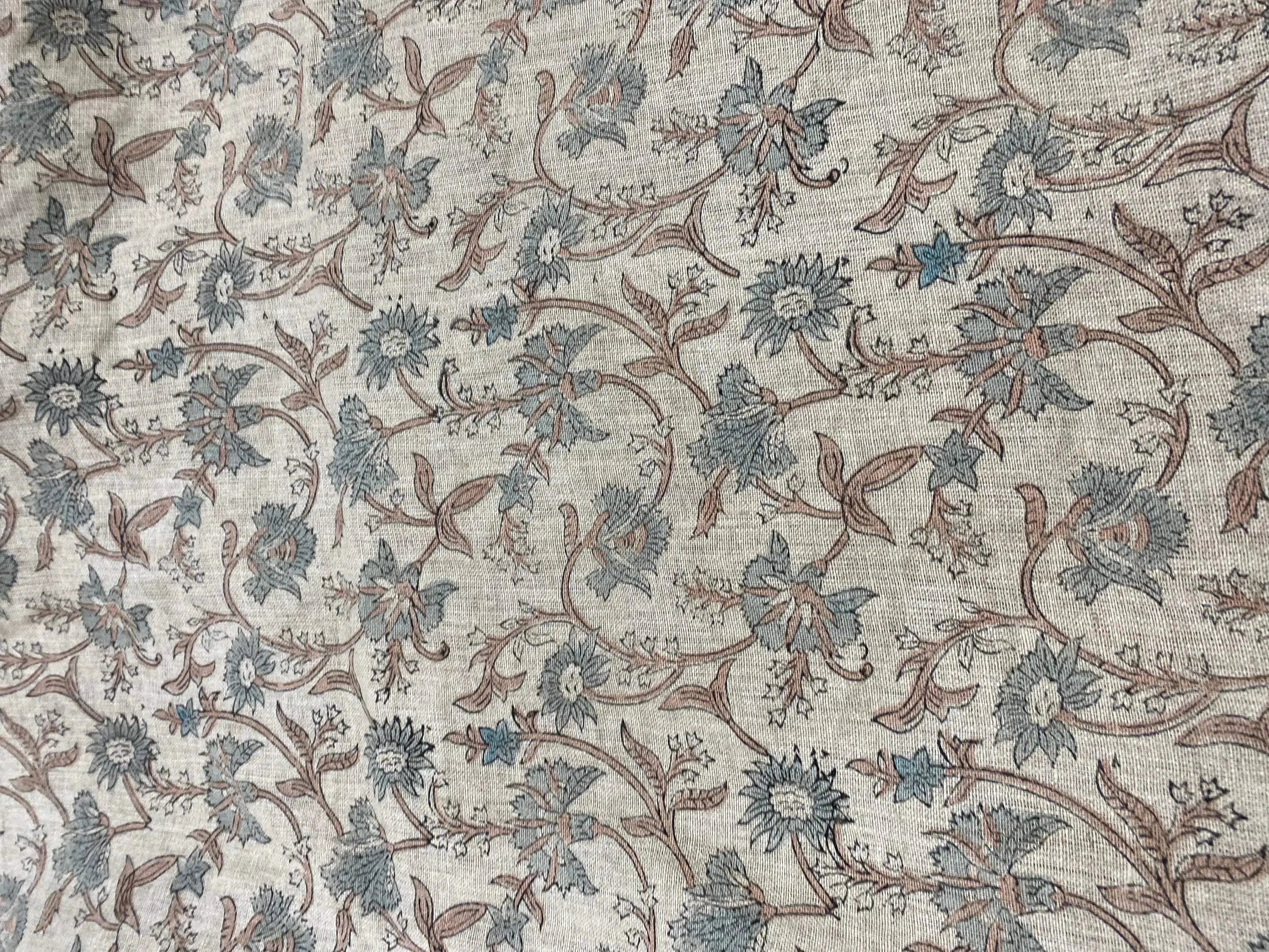 Cora Hand Block Printed Linen Linen Fabric