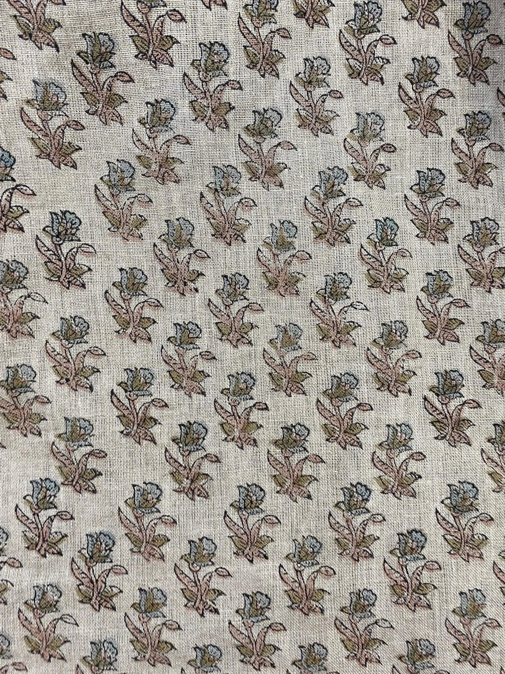 Petra Block Printed Linen Fabric Linen Fabric