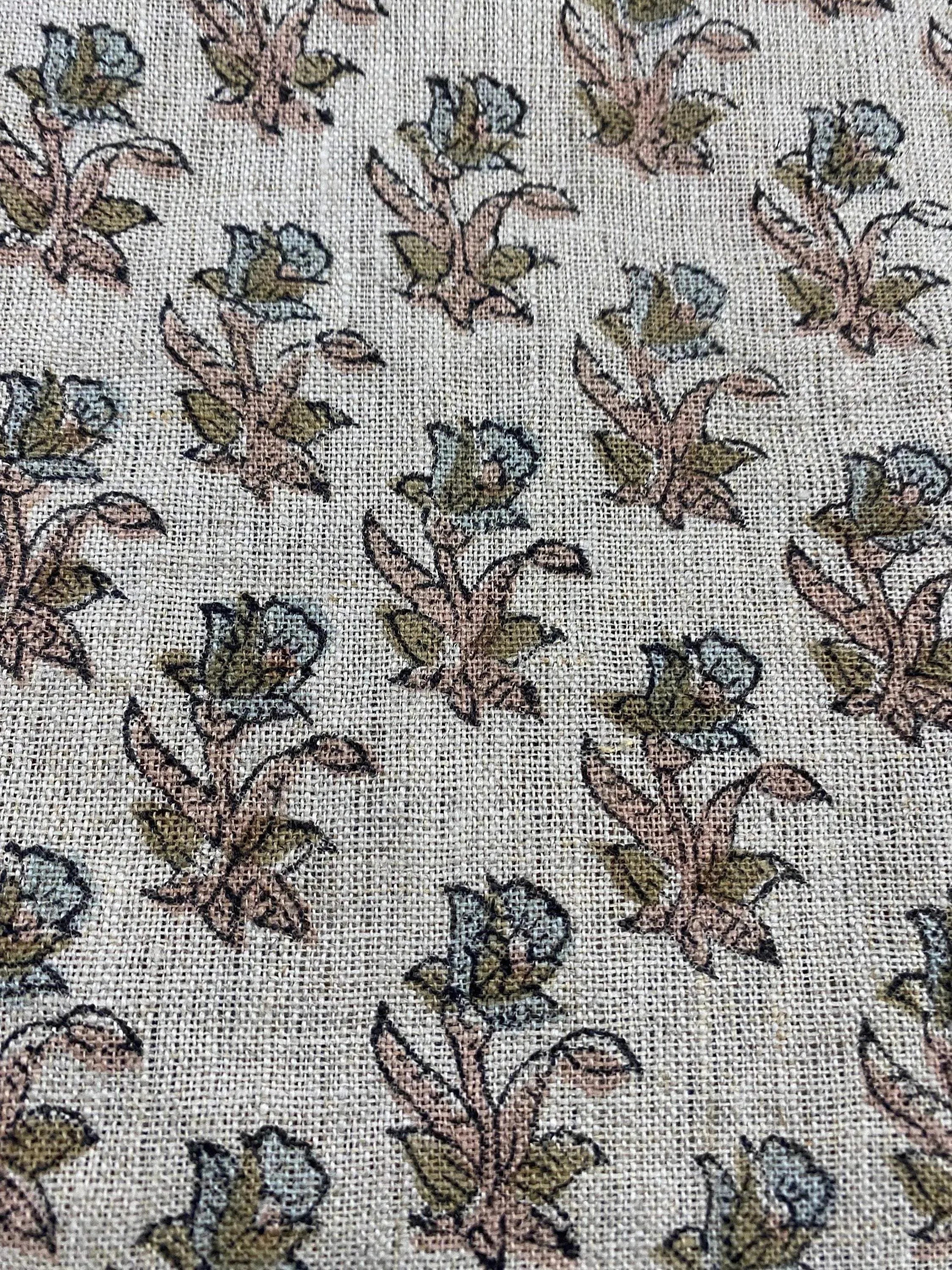 Petra Block Printed Linen Fabric Linen Fabric